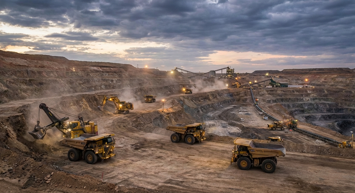 Mining and aggregate operation with heavy equipment